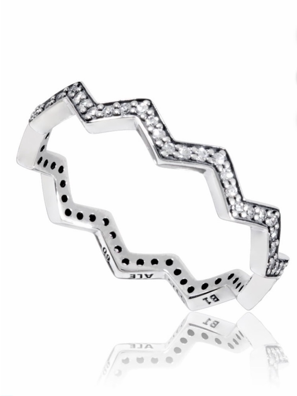 Pandora Zigzag Pave Stackable Ring - Silver